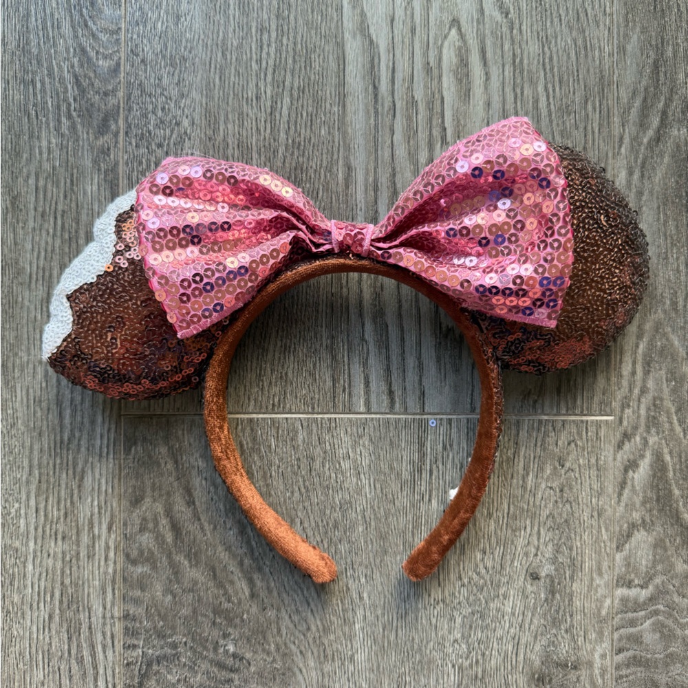 Disney Pink Sequin Bow with Brown Ears Headband